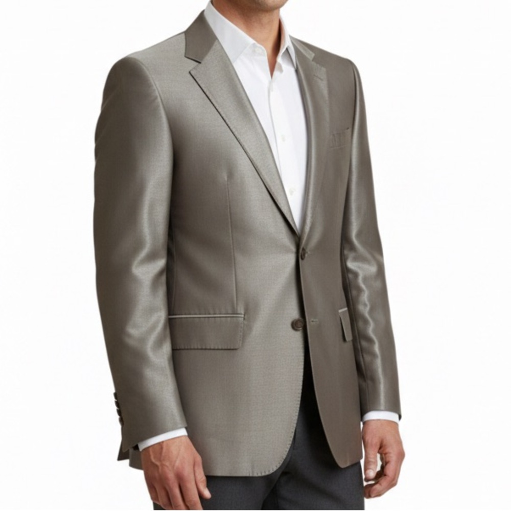 Zara Men’s Sz 46 Silk Wool Lightweight Lined Taupe Single Breasted Blazer